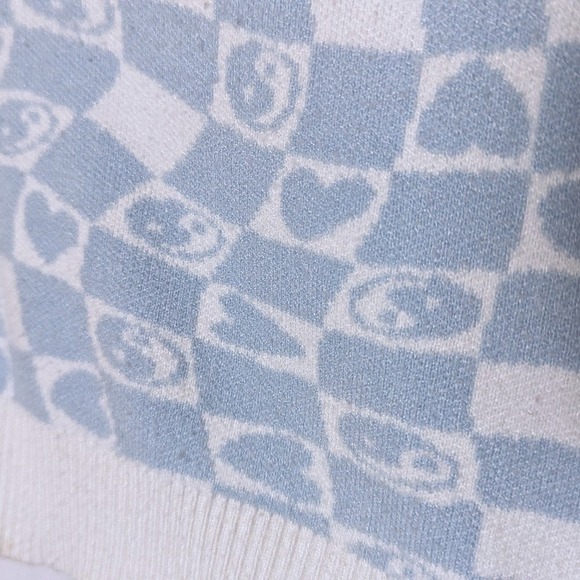 Princess Polly Blue Cropped Sweater Vest S/M Y2K‎ Soft Girl Aesthetic Coquette - Picture 2 of 6